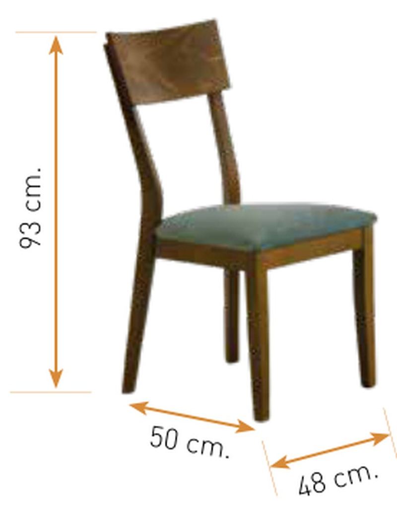 Medidas de la silla de comedor modelo 150: alto 93 cm · ancho 48 cm · fondo 50 cm
