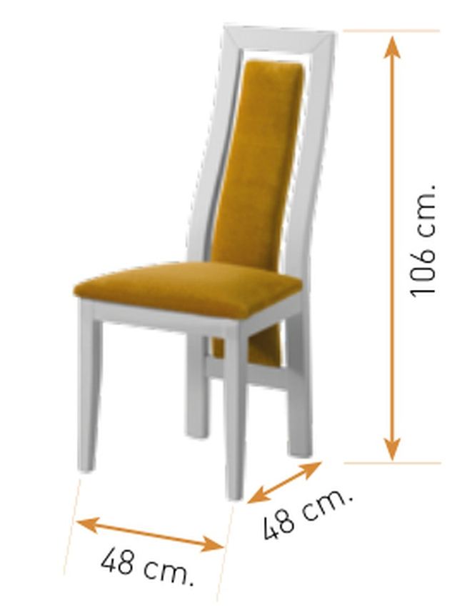 Medidas de la silla de comedor modelo 132: alto 106 cm · ancho 48 cm · fondo 48 cm