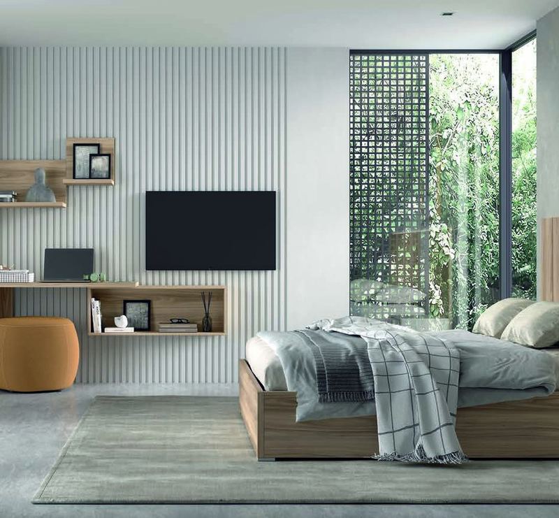 matrimonio-emotion-dormitorio-14-principal-01.jpg: Dormitorio Emötion composición 14 con cama doble, cabecero morse alas, módulos zen, armario y zona mural de escritorio