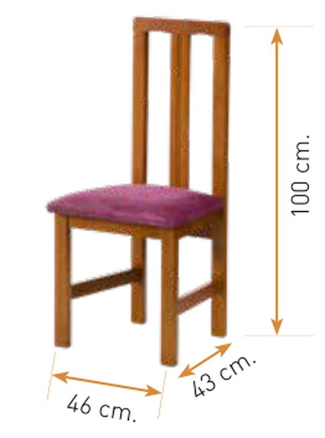 Medidas de la silla de comedor clásica modelo 43: alto 100 cm · ancho 46 cm · fondo 43 cm