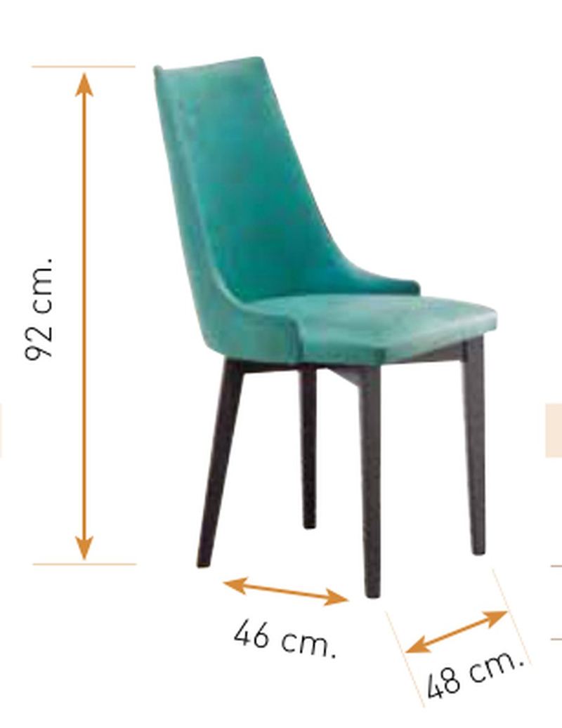 Medidas de la silla de comedor modelo 200: alto 92 cm · ancho 48 cm · fondo 46 cm