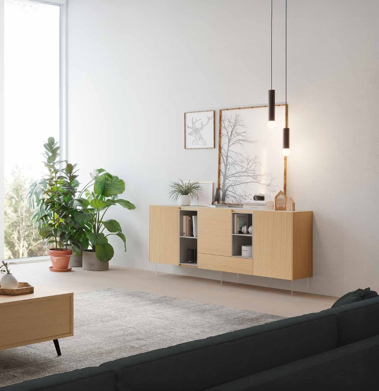 Fotografía de composición modular de salón de la colección FRESH, en acabado Tao / Cuarzita.