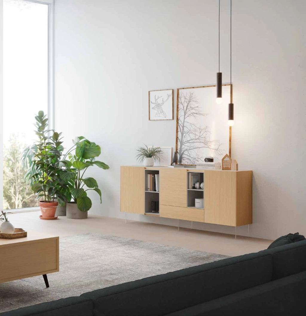 Fotografía de composición modular de salón de la colección FRESH, en acabado Tao / Cuarzita.