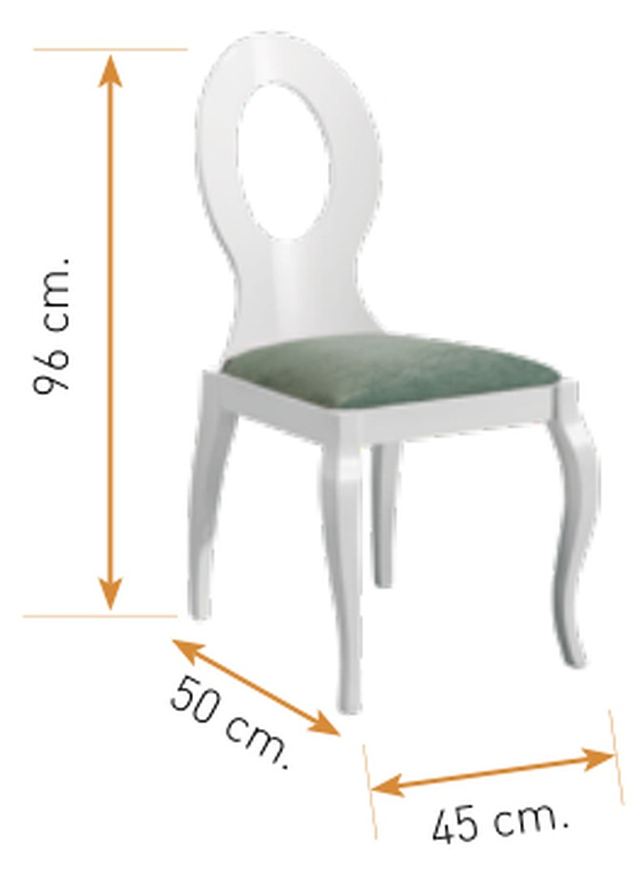 Medidas de la silla de comedor modelo 147: alto 96 cm · ancho 45 cm · fondo 50 cm