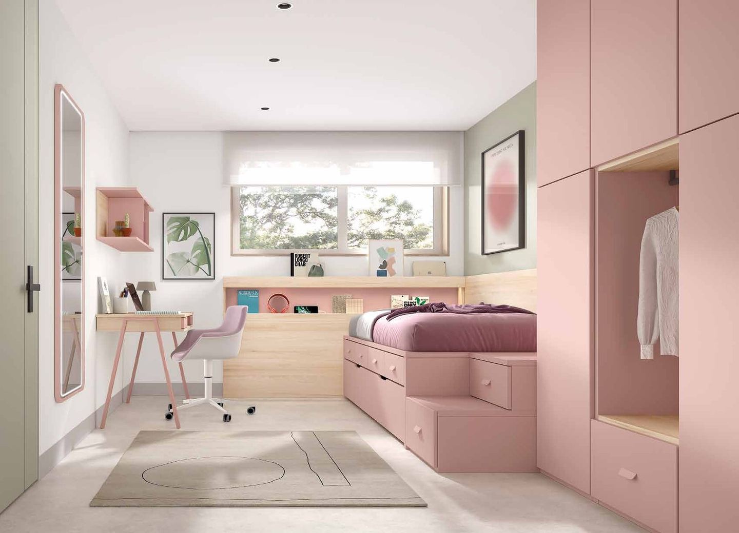 Dormitorio juvenil - Composición AD057, fotografía de catálogo del fabricante