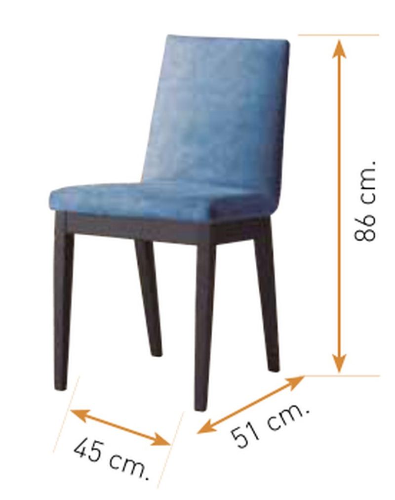 Medidas de la silla de comedor modelo 212: alto 86 cm · ancho 45 cm · fondo 51 cm