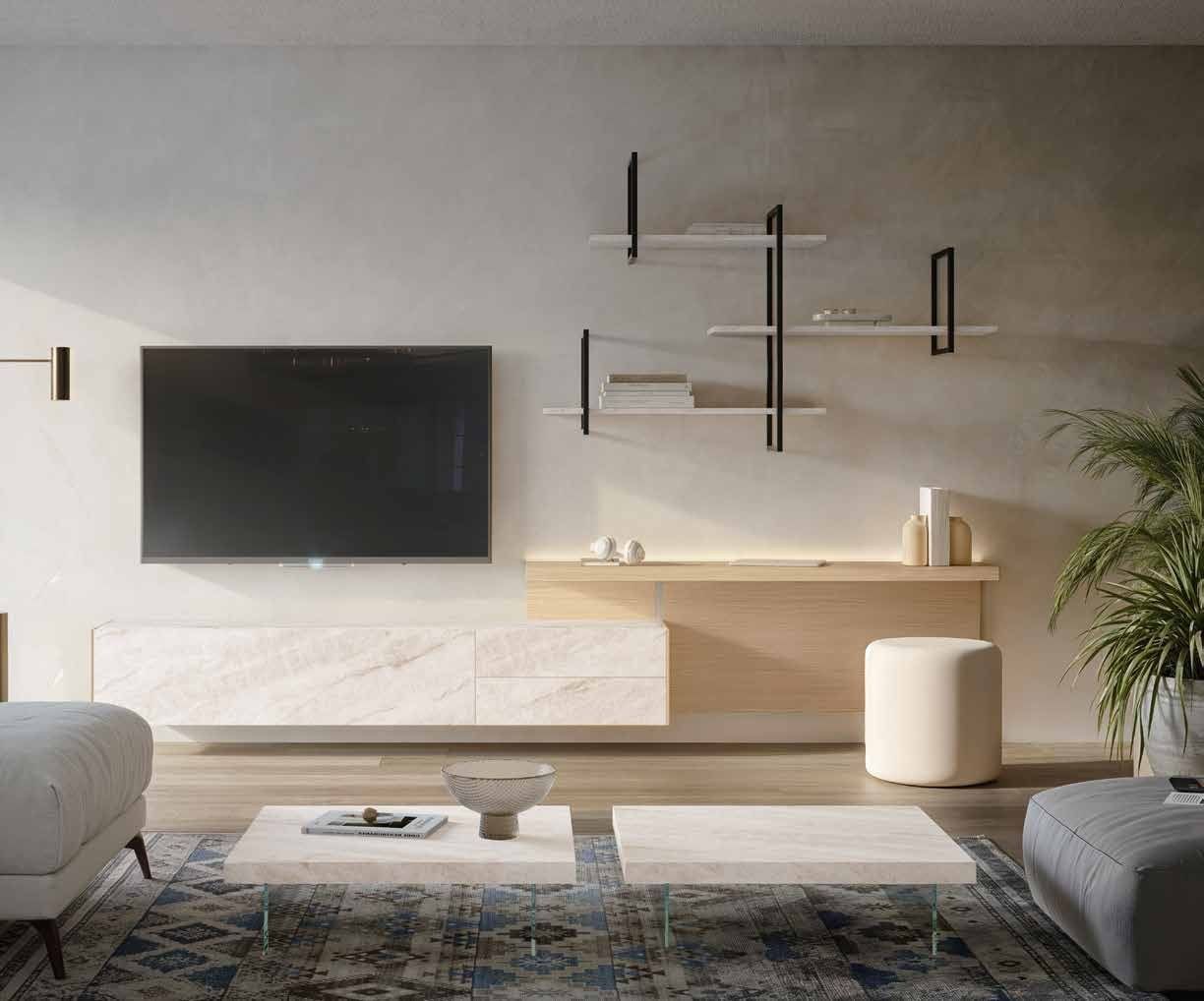 Fotografía de composición modular de salón de la colección FRESH, en acabado Tao / Kerala.