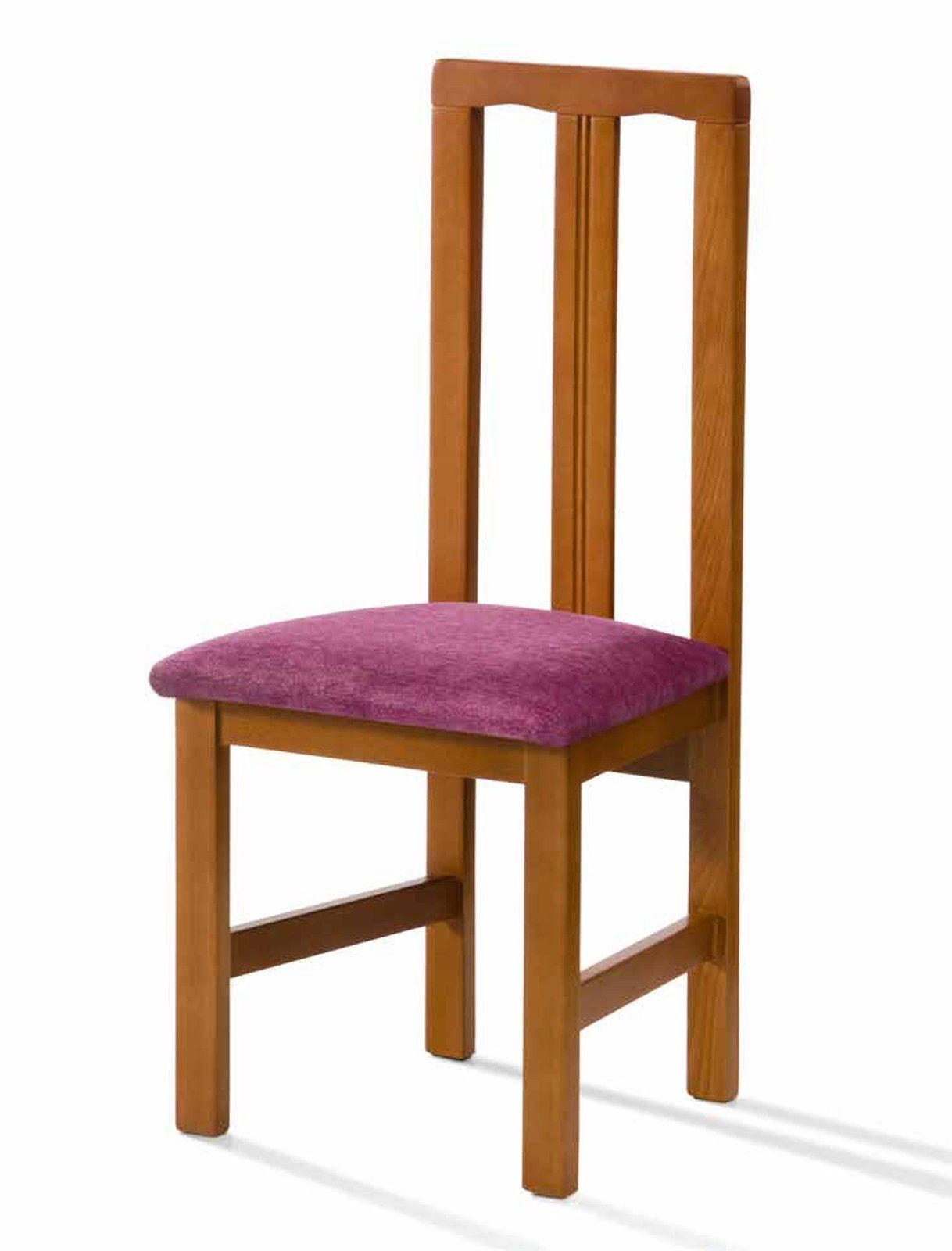 Silla de comedor clásica modelo 43 de SG, respaldo con dos listones verticales rectos y asiento tapizado