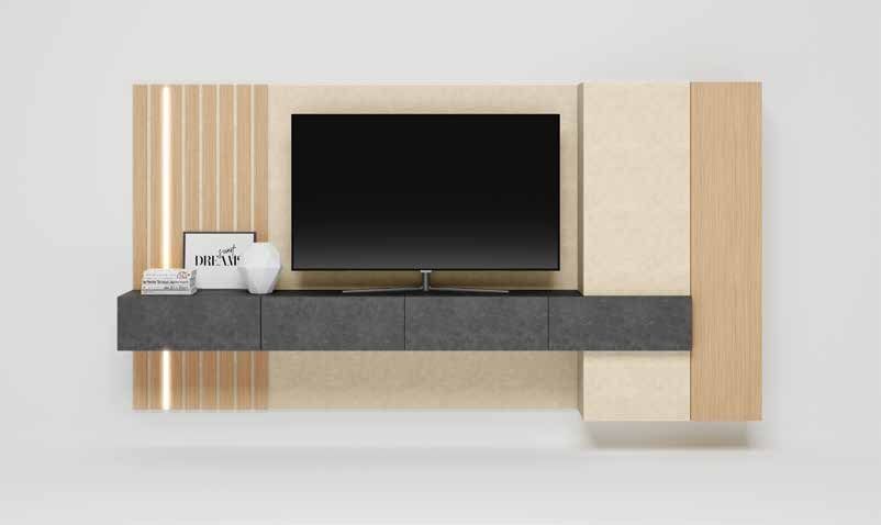 Fotografía de composición modular de salón de la colección FRESH, en acabado Amazonas / Ágata / Blanco.