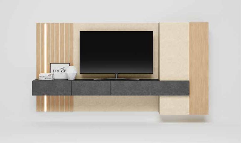 Fotografía de composición modular de salón de la colección FRESH, en acabado Amazonas / Ágata / Blanco.