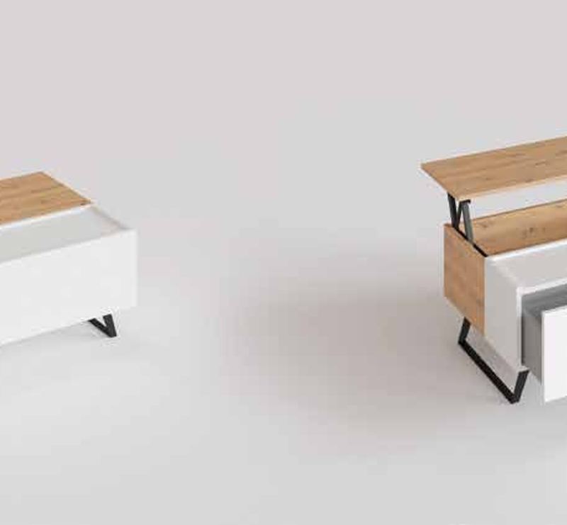 Fotografía de mesa de centro con tablero elevable de la colección FRESH.
