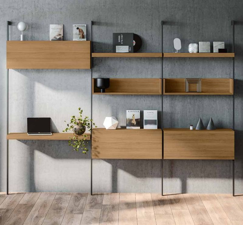 Fotografía de estantería de salón de la colección FRESH, en acabado Riva.