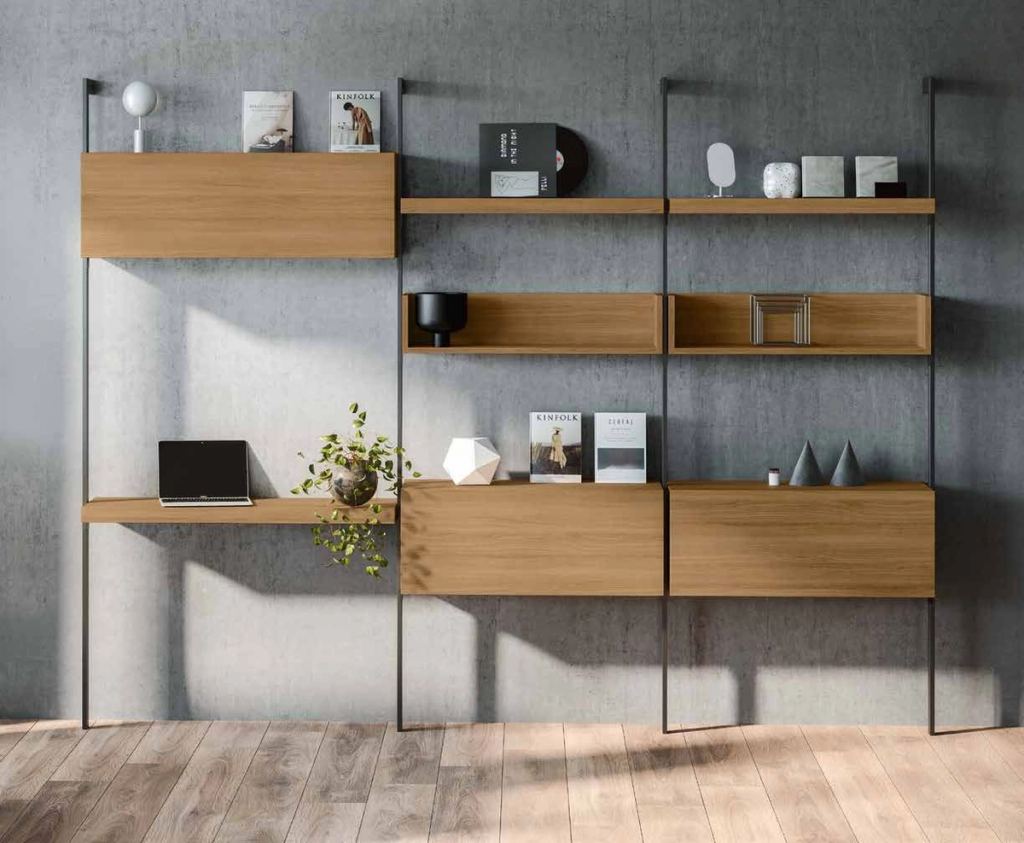 Fotografía de estantería de salón de la colección FRESH, en acabado Riva.