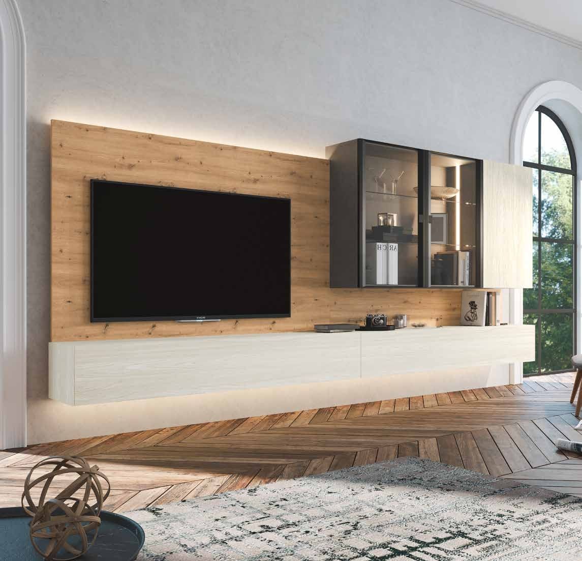 Fotografía de composición modular de salón de la colección FRESH, en acabado Amazonas / Boeta / Grafito.