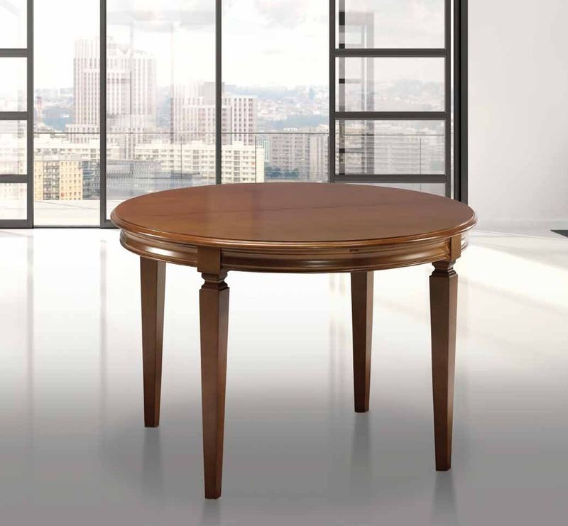 Mesa de comedor clásica modelo 5 de SG, de tablero redondo sobre cuatro patas torneadas
