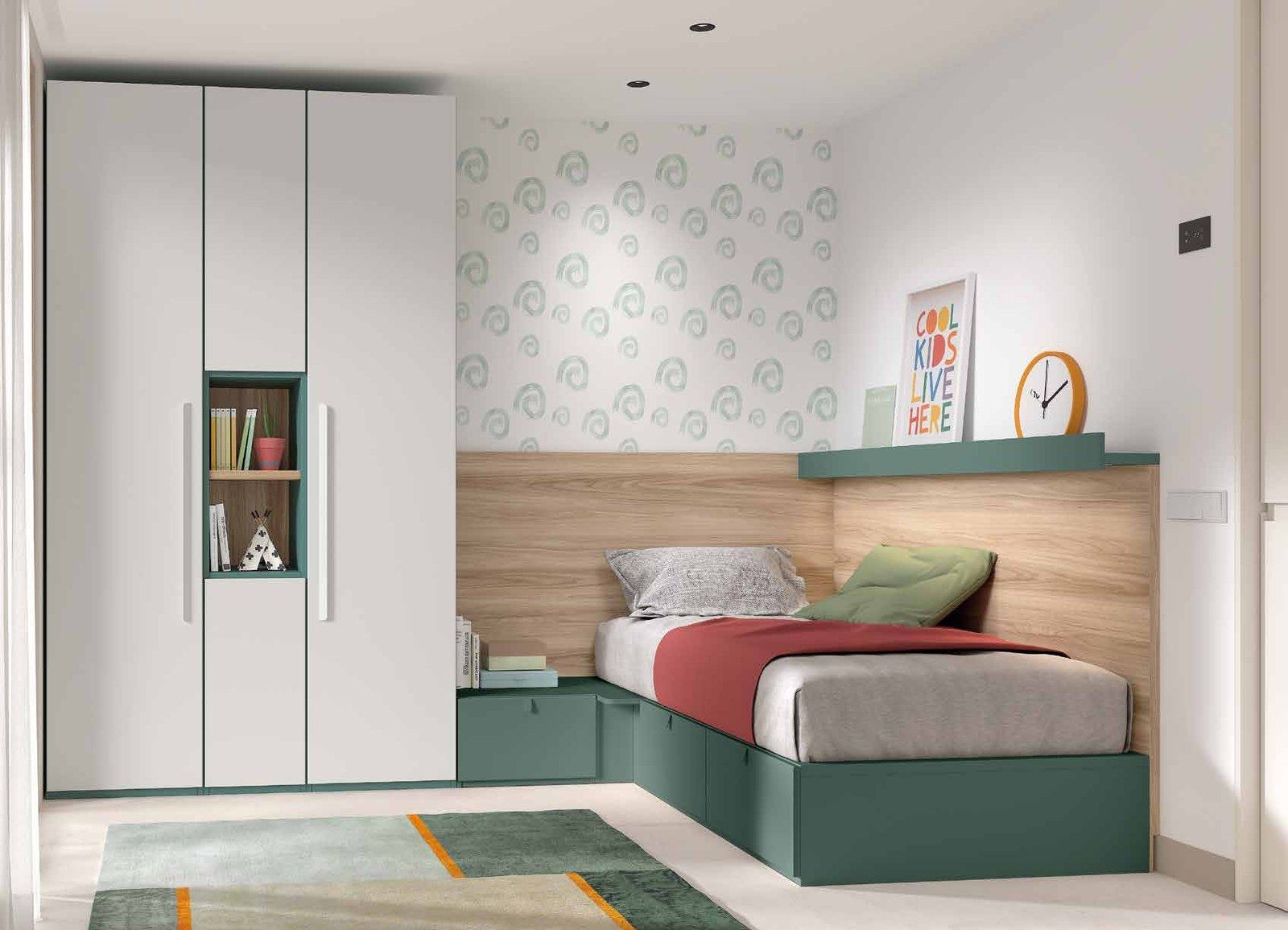 Dormitorio juvenil - Composición AD059, fotografía de catálogo del fabricante