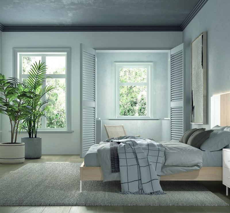 matrimonio-emotion-dormitorio-19-principal-01.jpg: Dormitorio Emötion composición 19 con cama doble, cabecero liso alas con iluminación, módulos zen y armarios