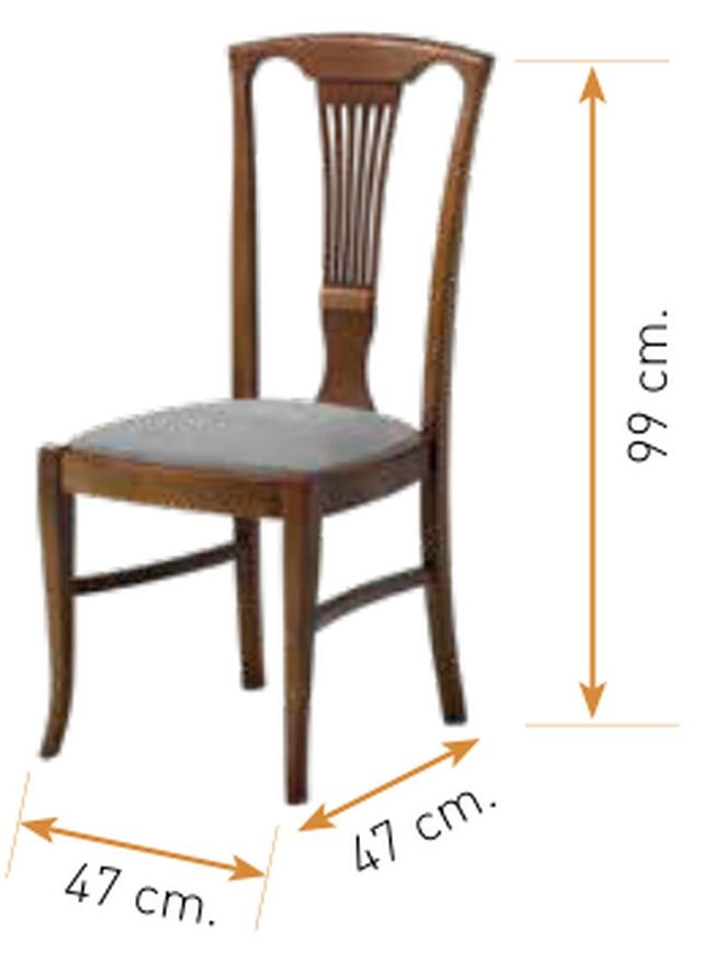 Medidas de la silla de comedor clásica modelo 54: alto 99 cm · ancho 47 cm · fondo 47 cm