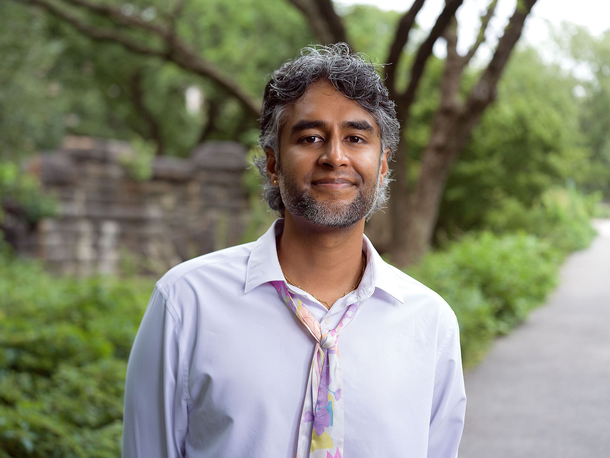 Dr. Kavin Fatehchand, MD-PhD, outdoors in New York.