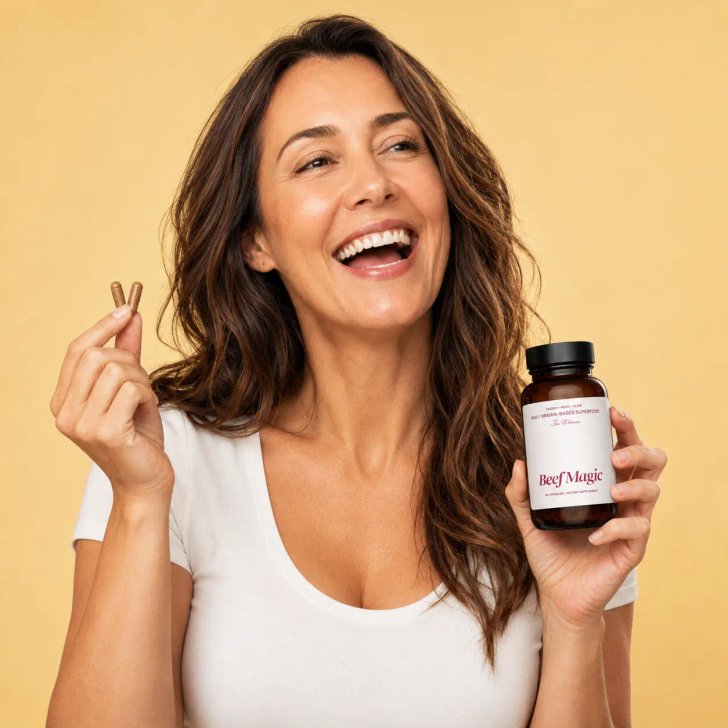 Beef Magic Beef Organ Supplement for Women — Amber Glass Bottle, 60 Capsules