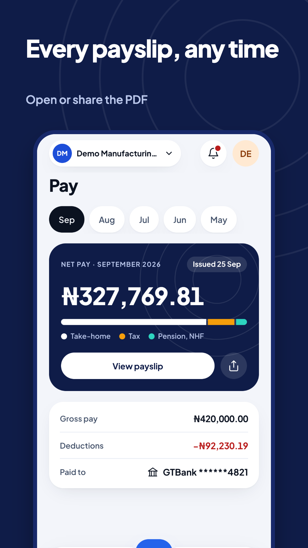 Cadre People: every payslip, any time