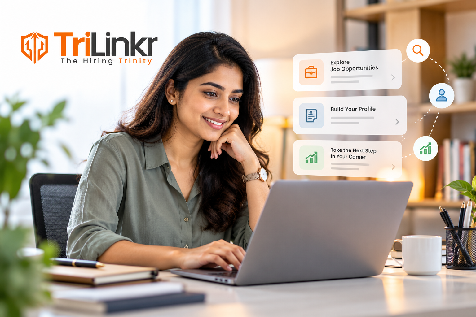 Indian professional exploring job opportunities with Trilinkr