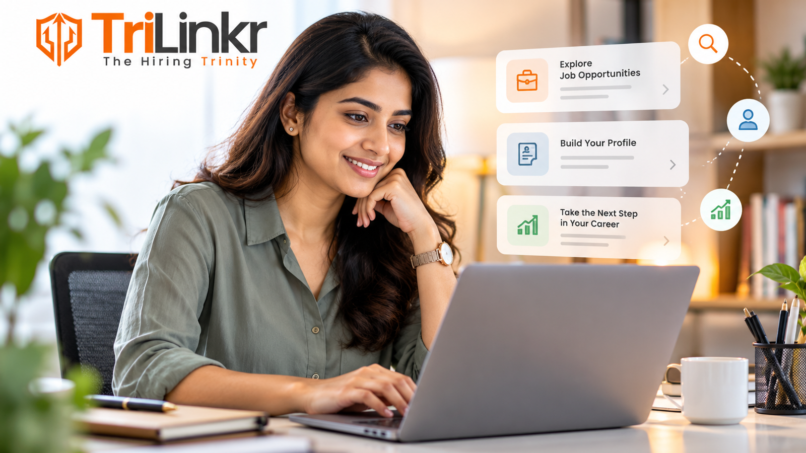Indian professional exploring job opportunities with Trilinkr