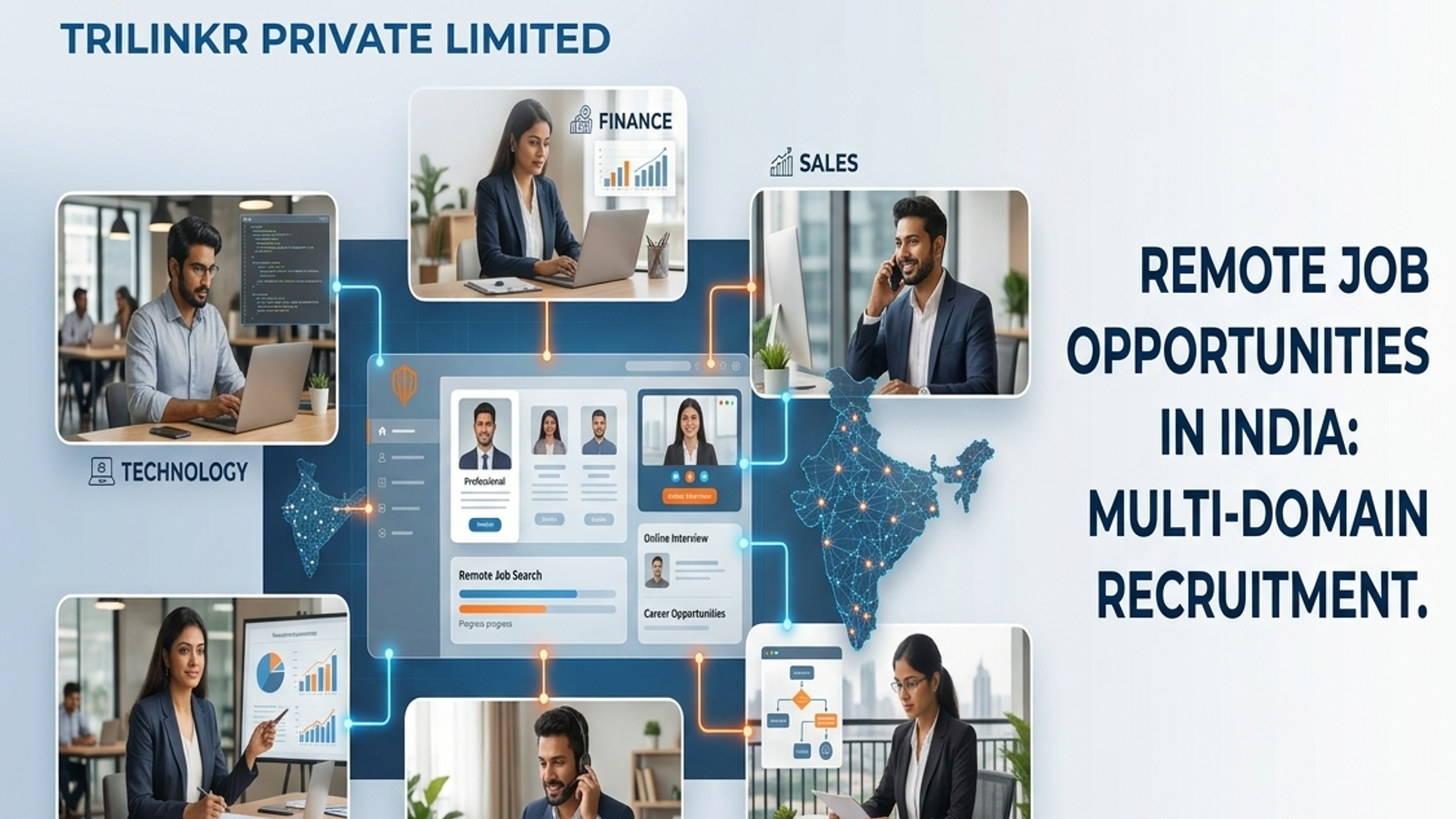 Remote job opportunities across technology, sales, marketing, finance and other professional domains