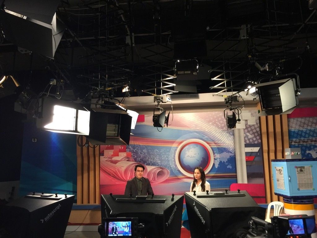 Mr. Son Nguyen discussing the National Child Helmet Action Plan with HTV9