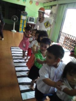 Preschool children in Bangkok Bung Rama 9 community practice their road safety knowledge
