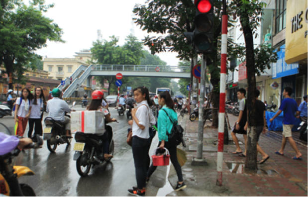 A pedestrian bridge over Chua Boc street in Hanoi. Picture: Cong Hung