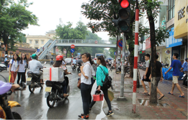 A pedestrian bridge over Chua Boc street in Hanoi. Picture: Cong Hung