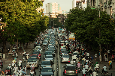 Traffic in downtown Ho Chi Minh City, Vietnam.