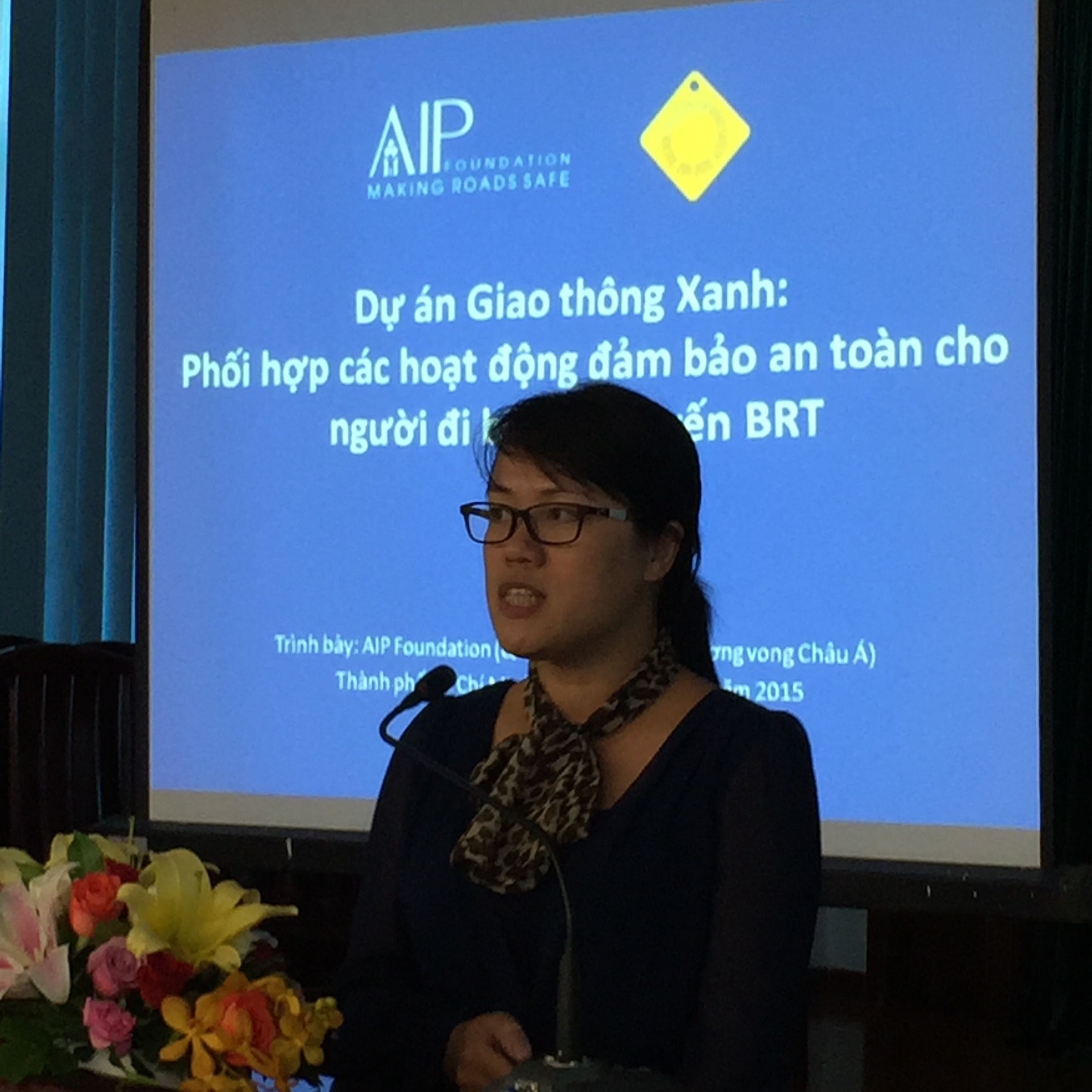 Nuong Nguyen, AIP Foundation Vietnam Country Director presents pedestrian safety work