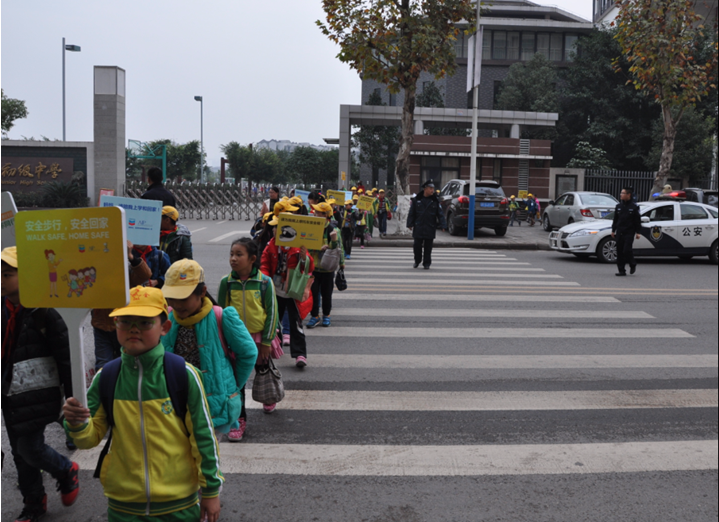 The 19 Phase IV project schools chosen to receive road modifications will be receiving pedestrian crossings such as the one shown above.