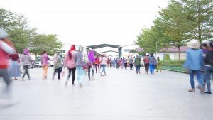 Garment workers entering the factory in the morning