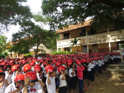 Students don their new helmets