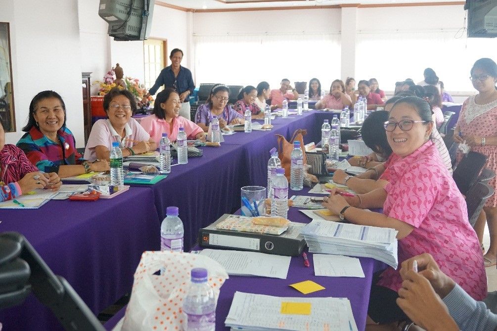 Teachers in Thailand attend a training on helmet law and helmet-wearing guidelines