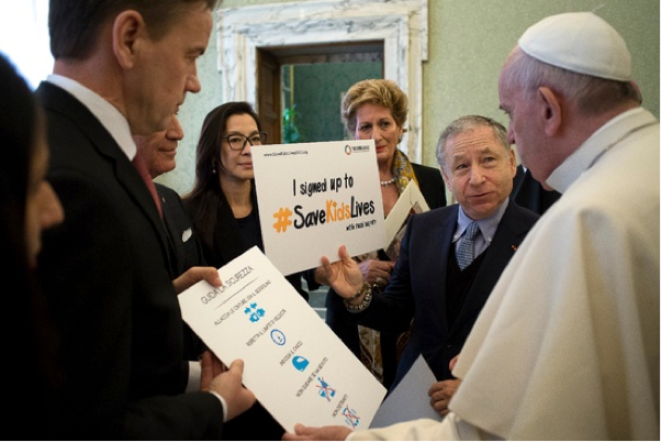 His Holiness Pope Francis showed great interest in #SaveKidsLives and signed in support of the campaign. Credit: savekidslives2015.org