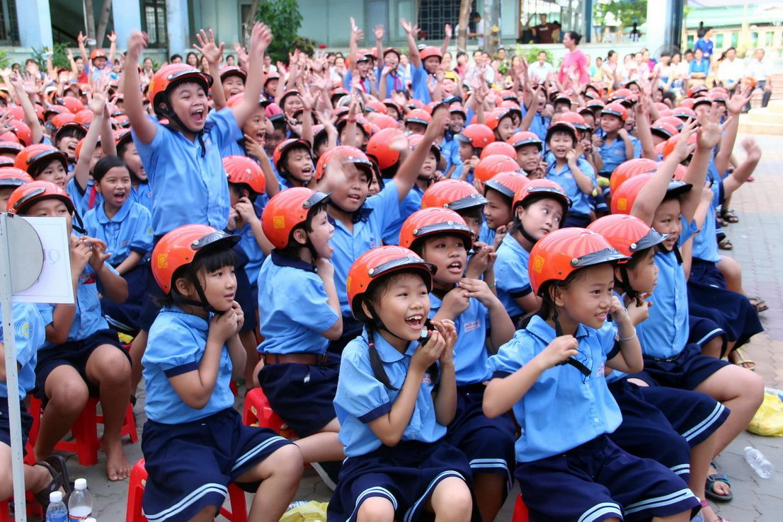 Students enjoying traffic safety games