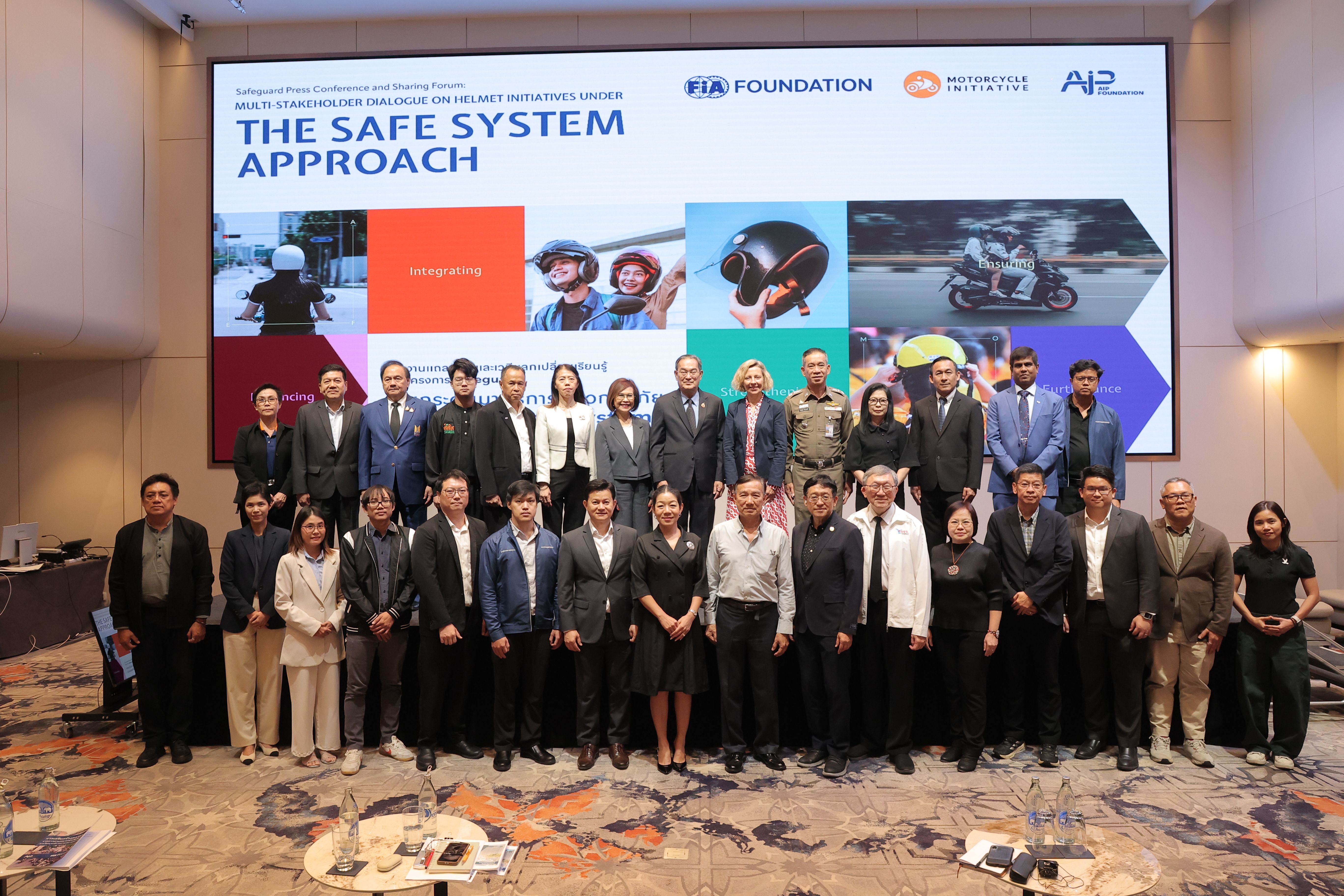 Participants gather at the Safeguard Press Conference and Sharing Forum to exchange insights for safer helmets in Thailand.