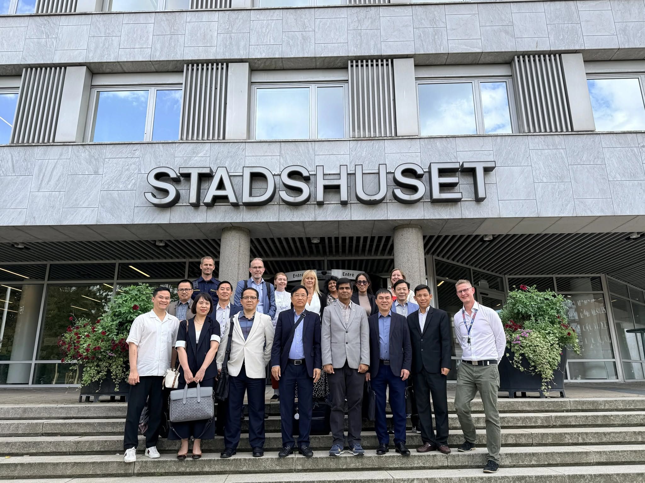 Vietnam’s Government Delegation outside the Malmö City Hall in Malmö, Sweden.
