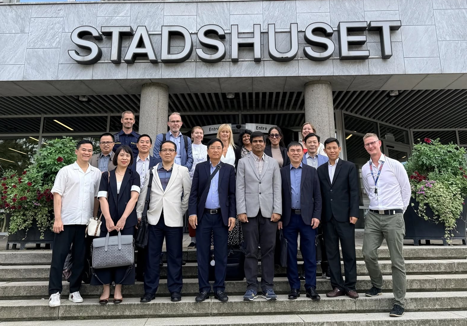 Vietnam’s Government Delegation outside the Malmö City Hall in Malmö, Sweden.