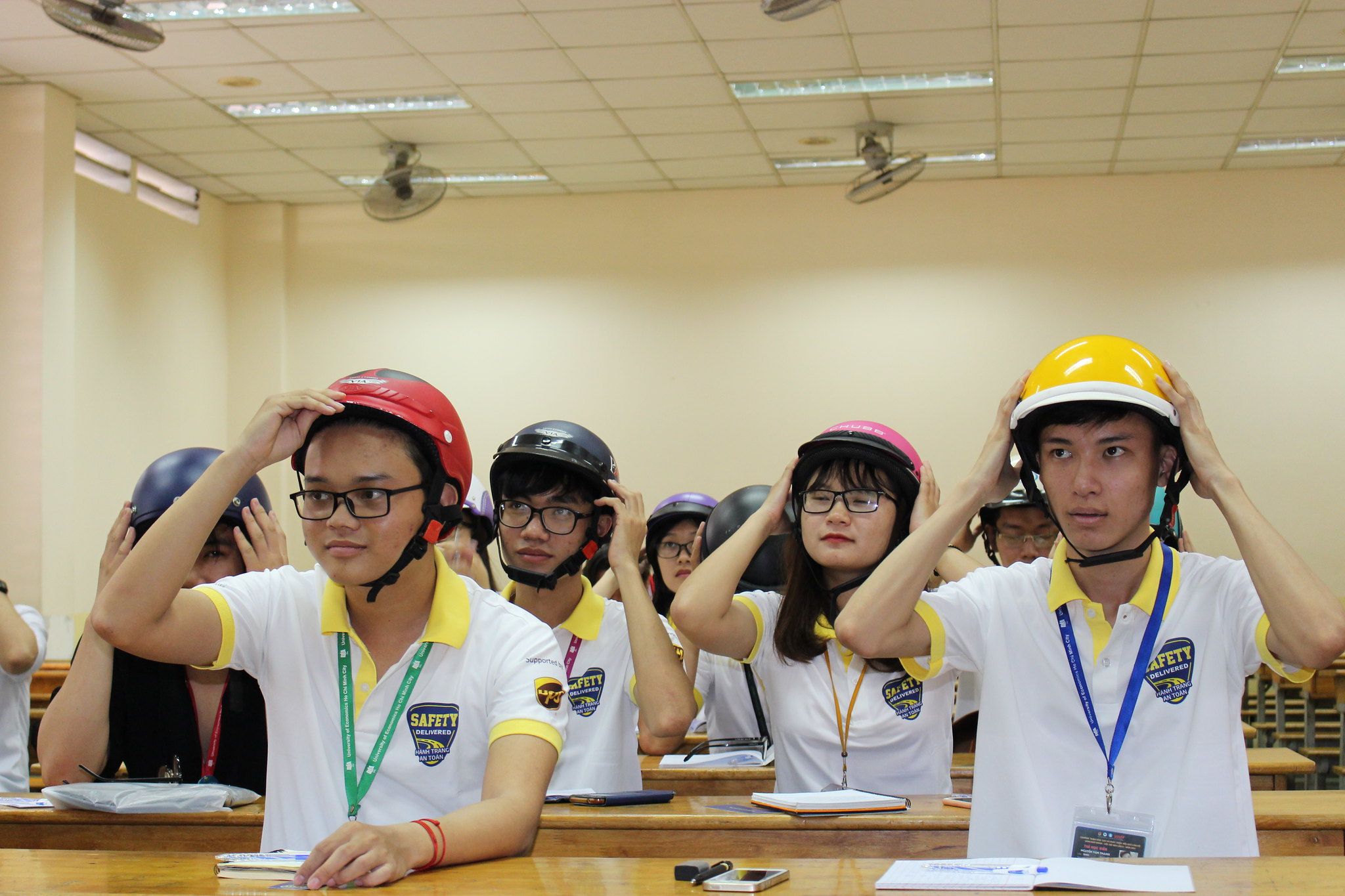 Students participate in a training exercise at a capacity-building workshop as part of Safety Delivered.
