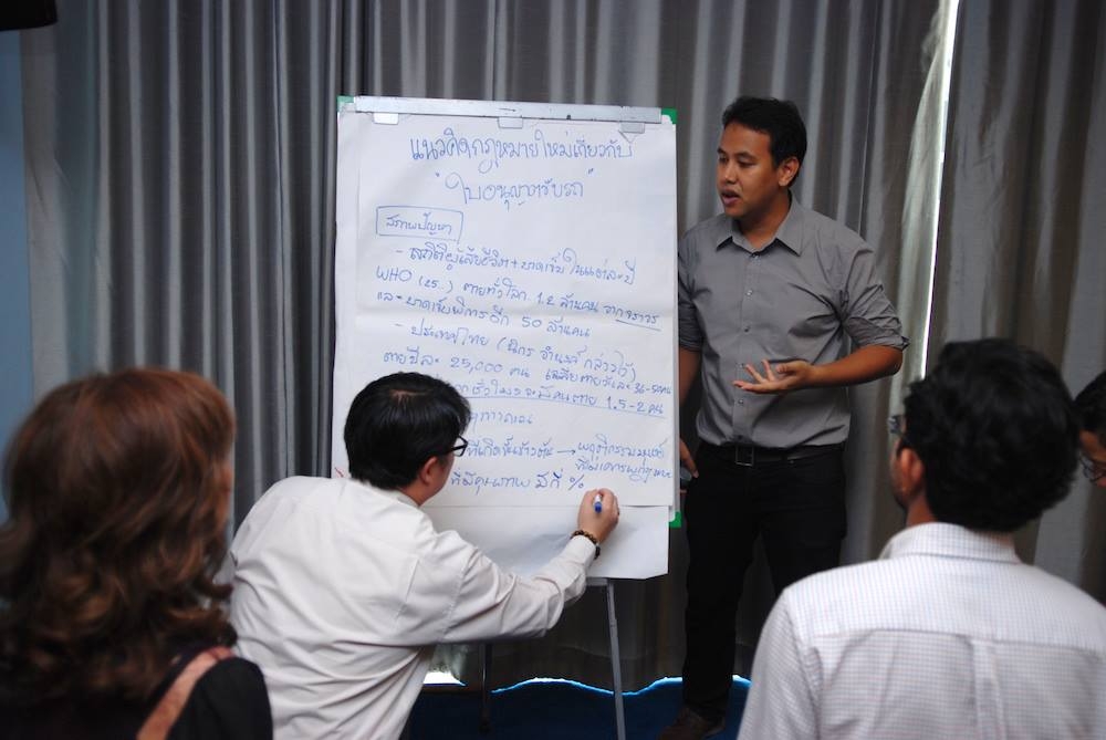 Legal Development Program members prepare to participate in a media simulation.