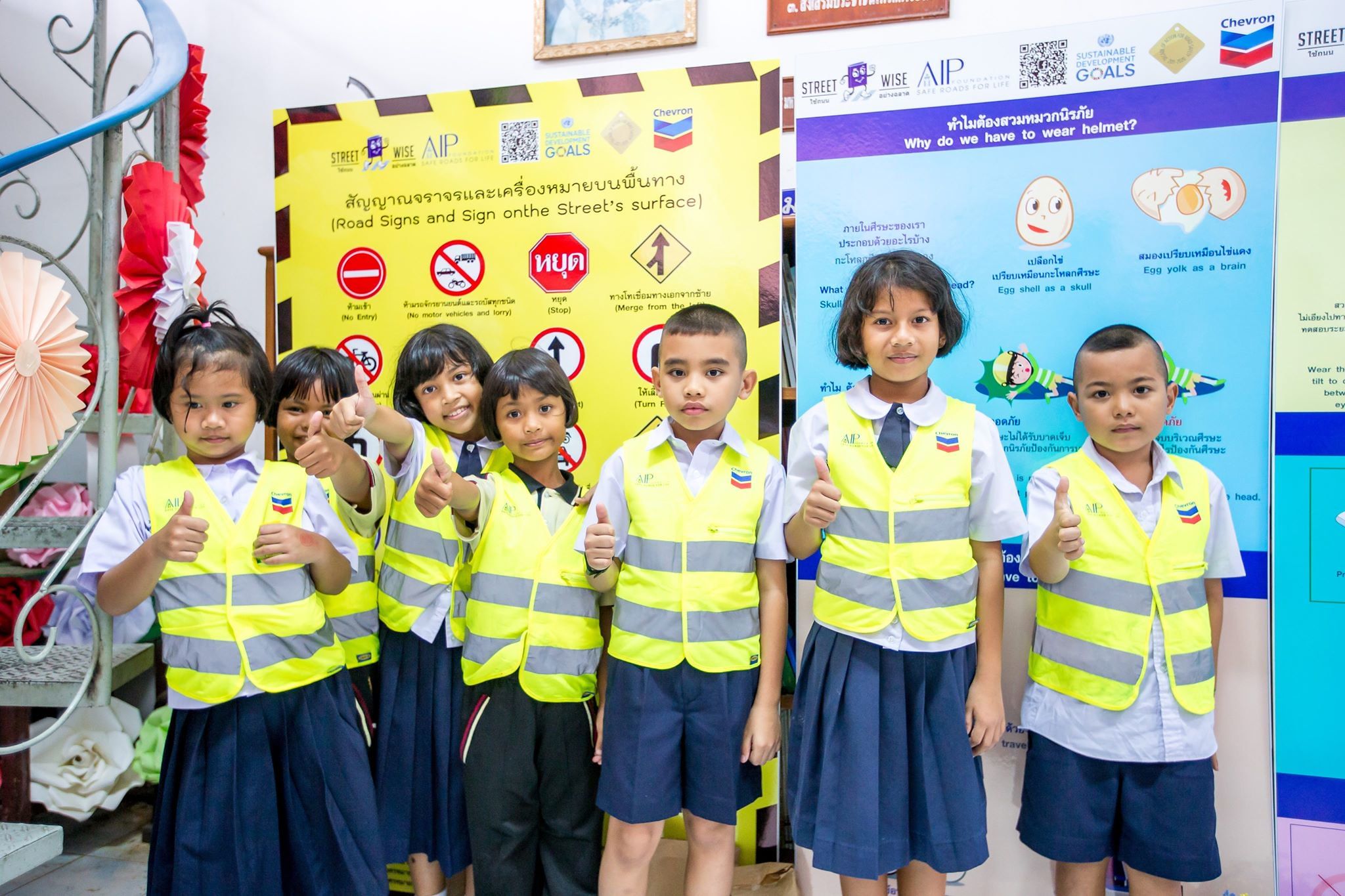Road safety ambassadors at the recognition ceremony at Wichianchom School.