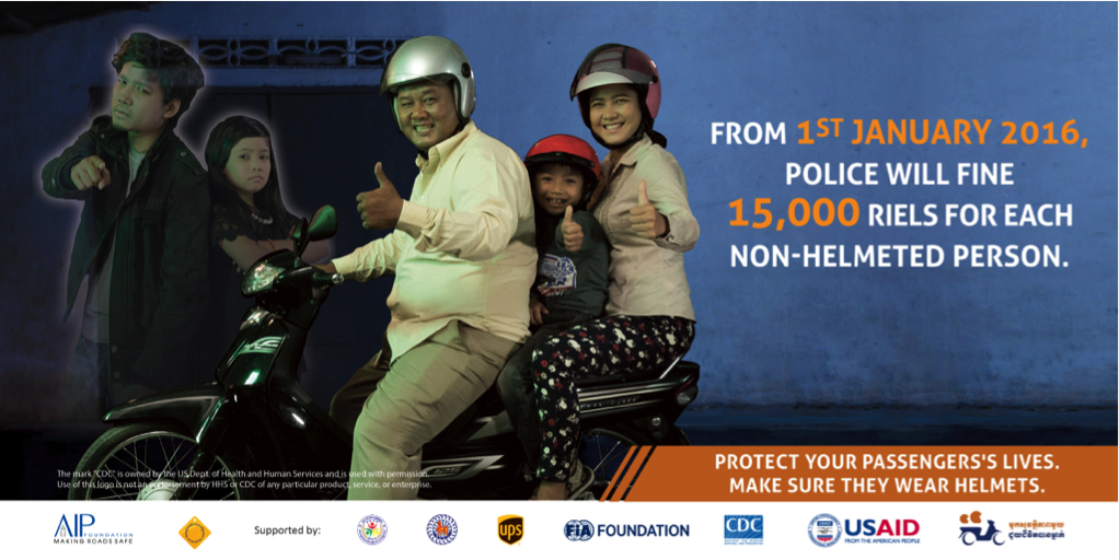 Mid-term data from the project was used to craft messages, such as this advertisement, for the Head Safe. Helmet On. mass media campaign.