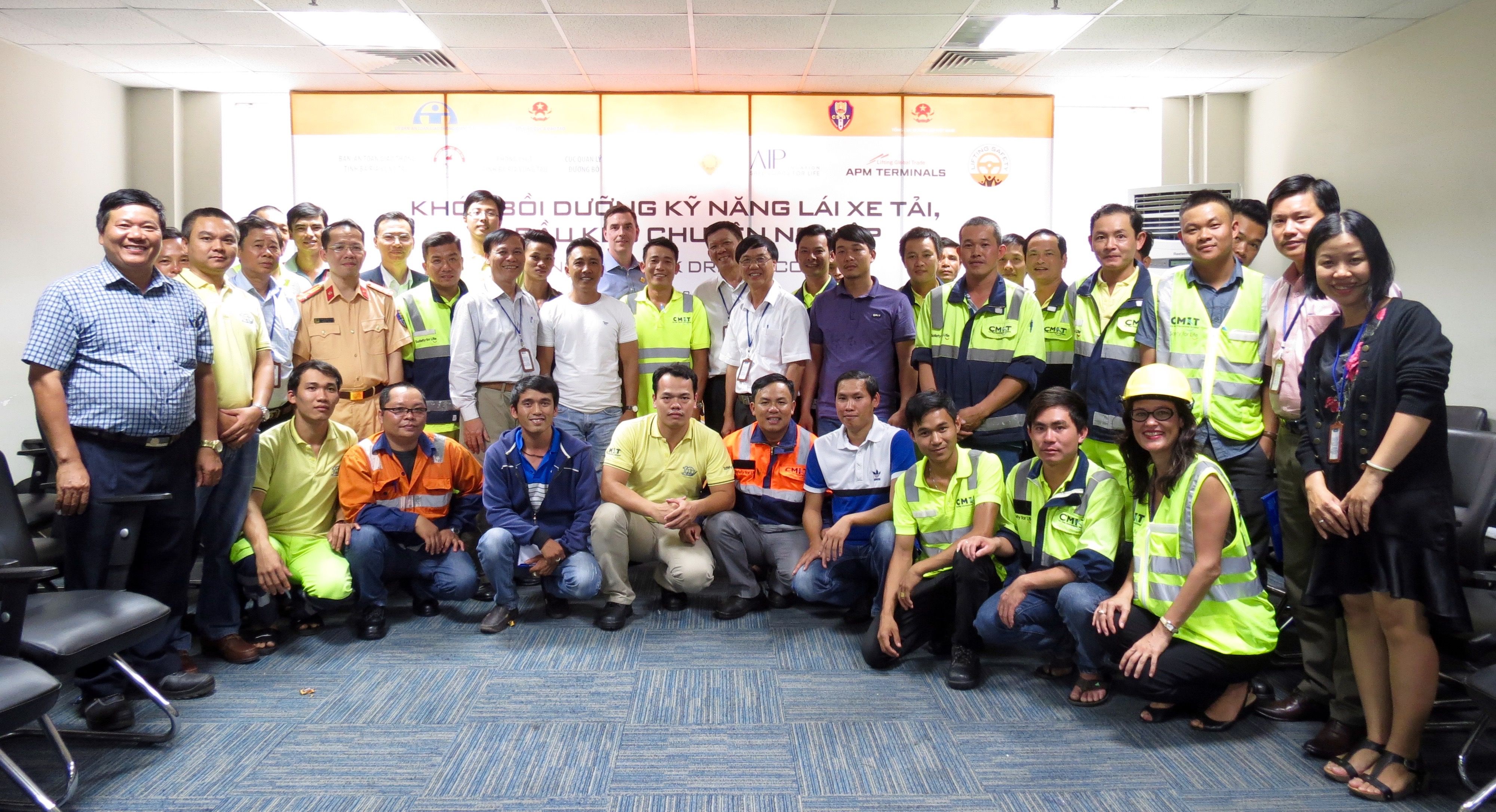 AIP Foundation staff joined truck drivers and other Cai Mep International Terminal (CMIT) employees during the program’s inaugural defensive driving training.