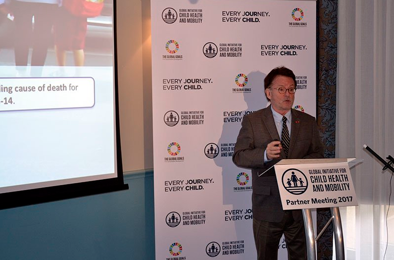 Greig Craft, founder and president of AIP Foundation, presents on the nonprofit’s child helmet advocacy work in Vietnam during the Global Initiative for Child Health & Mobility (CHMI) partners meeting.