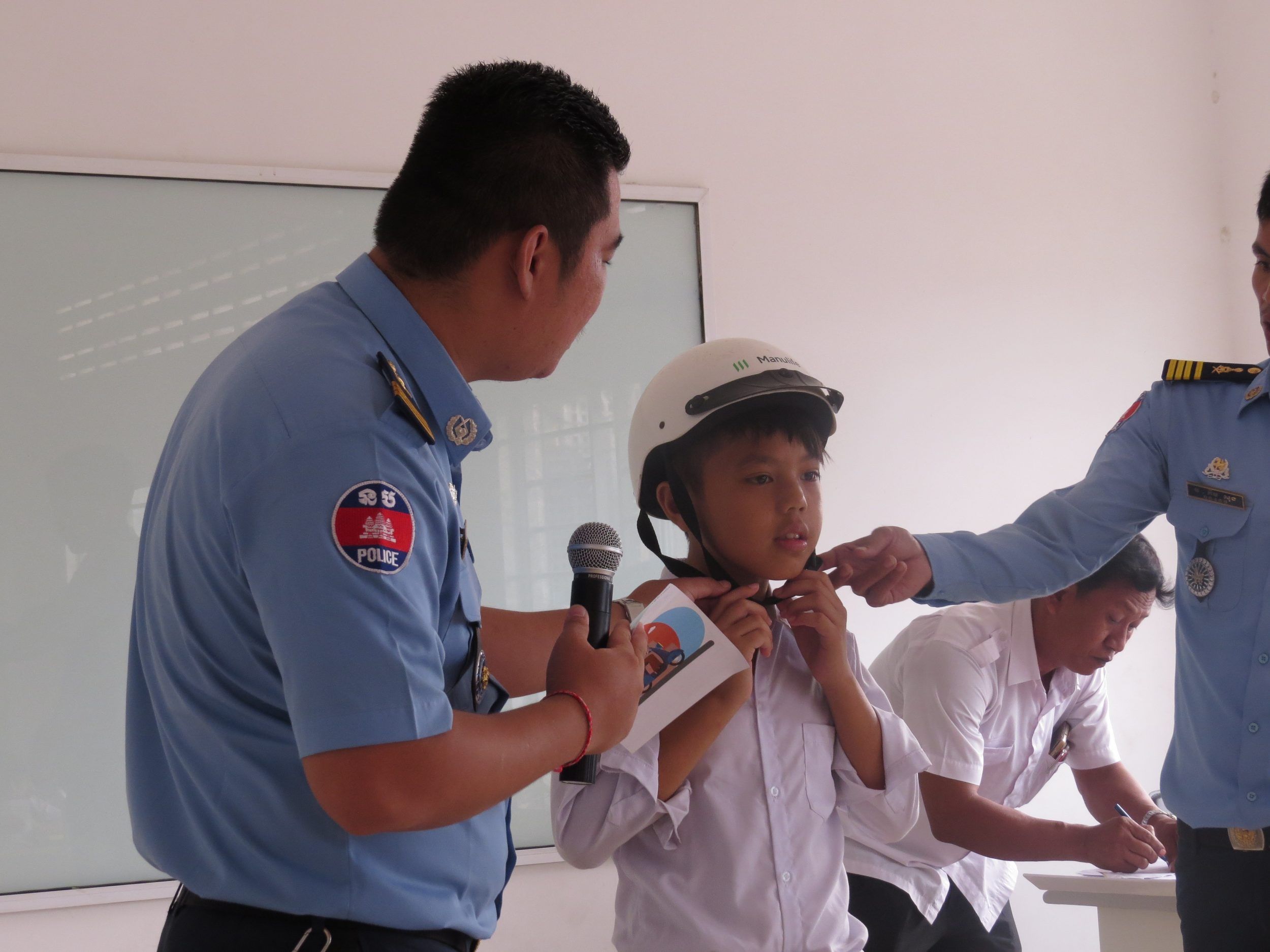 Cambodian traffic police lead road safety lessons for children